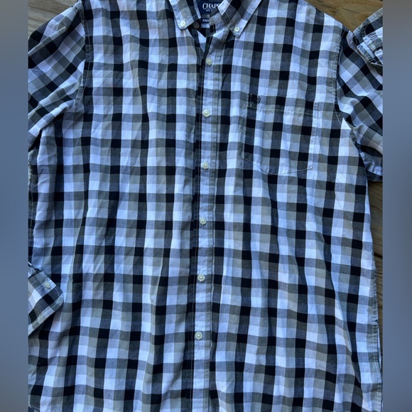 Men’s chaps extra large black/white checkered button down shirt - Picture 2 of 9